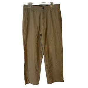 NEW St Johns Bay Pants Sueded Twill Khaki Flat Front Relaxed Mens Size 34 x 29
